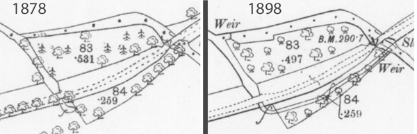 Map showing bathing place site in 1878 and 1898